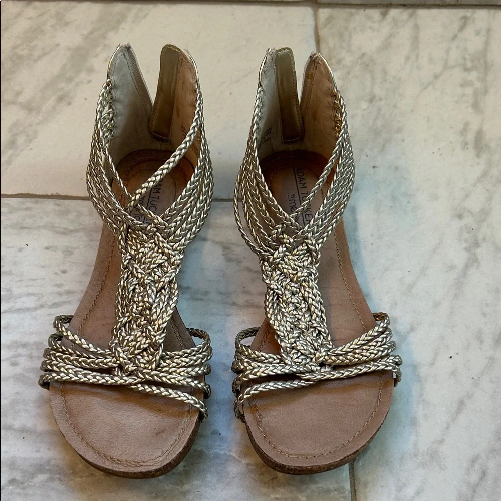Adam Tucker Braided Metallic Gold Sandals - Picture 1 of 4